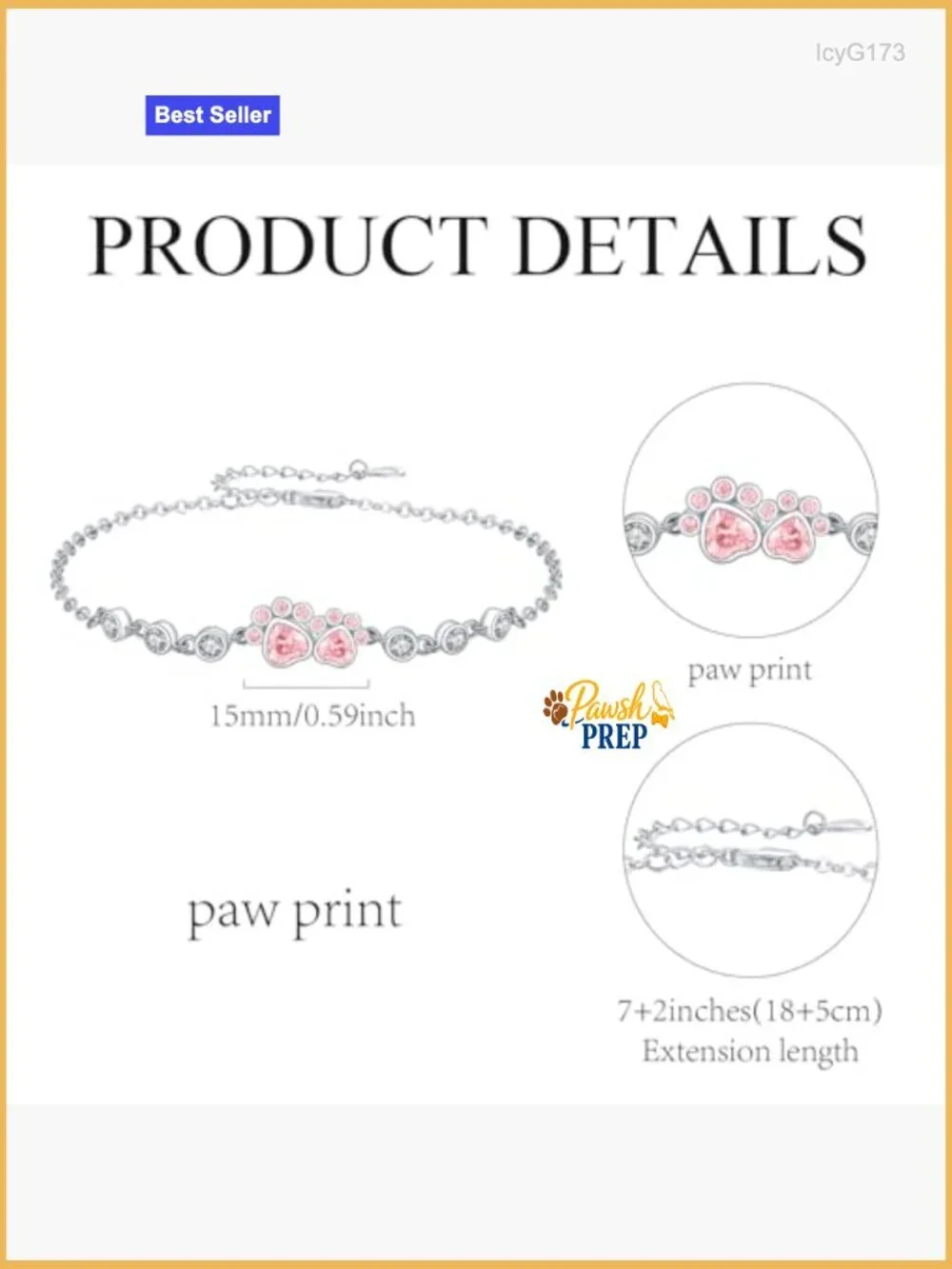 925 Sterling Silver Adjustable Animal Bracelet with Paw Print Design